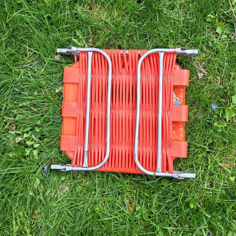 Kids Vintage Jelly Tube Lawn Chair Chaise Lounge Red Orange Bear 50